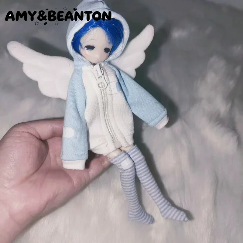 Special 1/6 Azone Doll Clothes Japanese Cute Cartoon Bunny Ear Blouse Shorts 5 Piece Outfit Set Doll Replacement Accessories