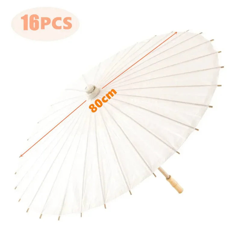 5/12/16PCS Papieren Parasol Bruiloft Papieren Paraplu Party Favor 60/80cm Witte Paraplu's voor Bruids Douche Centerpieces Foto Props