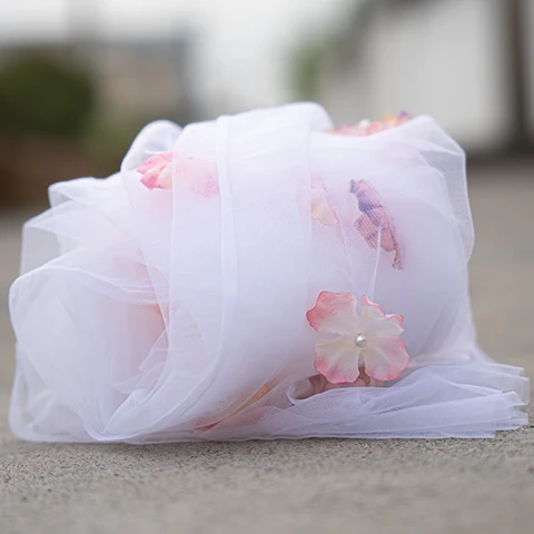 

2 Meters Haitang Flower 3D Soft Mesh Bionic Handmade Flower Micro Elastic Handmade Dress Wedding Dress Fashion Fabric Design