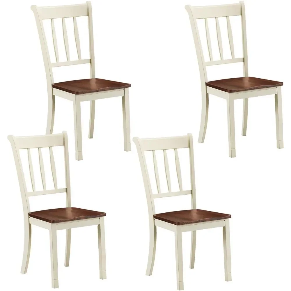 

Wood Dining Chairs Set of 4, Armless Kitchen Chairs w/Solid Rubber Wood Frame, Easy to Assemble Dining Side Chair