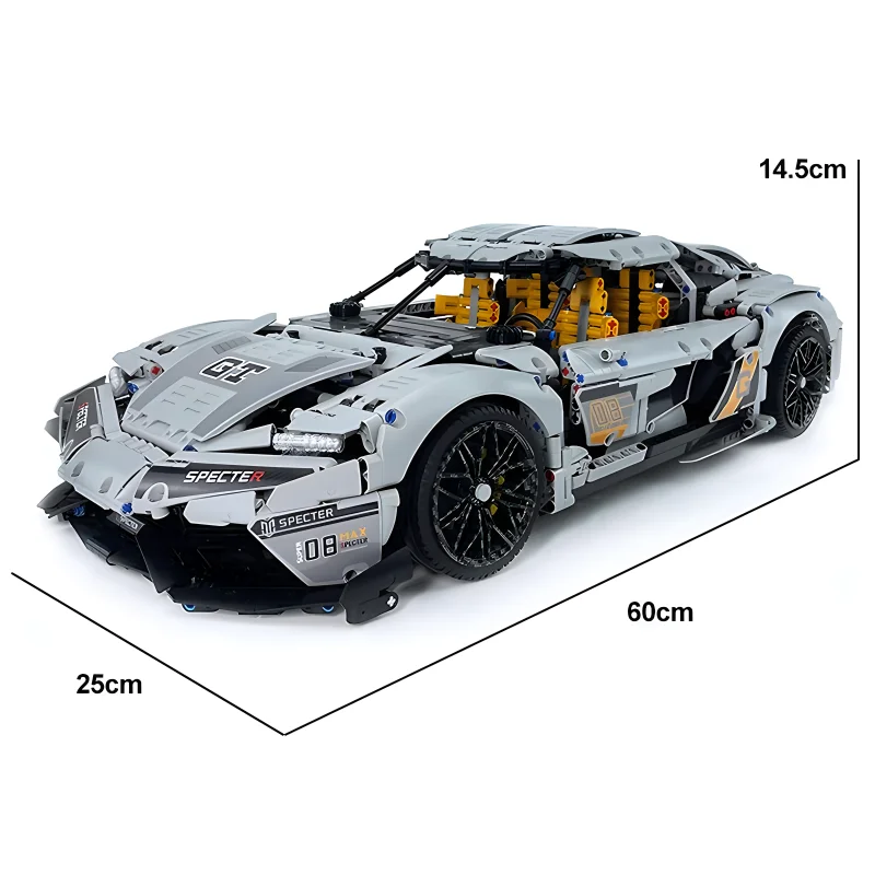 MOYU 88012 Technical Grey MOC Super Sprots Car GT Model Building Blocks Bricks DIY Puzzle Toys Kids Birthday Christmas Gifts