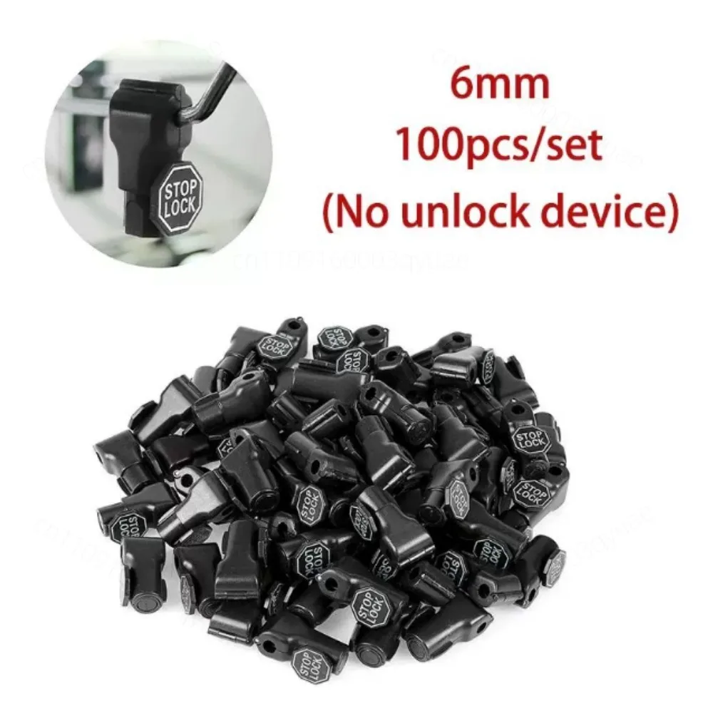 6mm Plastic Peg Hook Anti Theft Locks 100Pcs Safety Display Stop Lock For Supermarket Retail Shop Pegboard