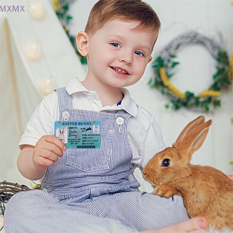 Carte d'identité en plastique drôle, 5 pièces, permis de conduire de lapin de pâques, joyeux pâques, décoration de la maison, cadeau de fête pour les amoureux des lapin