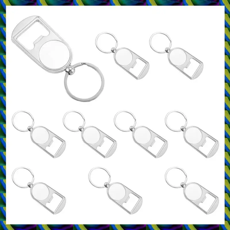 يوميا 10 قطعة التسامي فارغة المفاتيح فتاحة الزجاجات المعدنية فارغة حلقة رئيسية نقل الحرارة مستطيلة التسامي المفاتيح