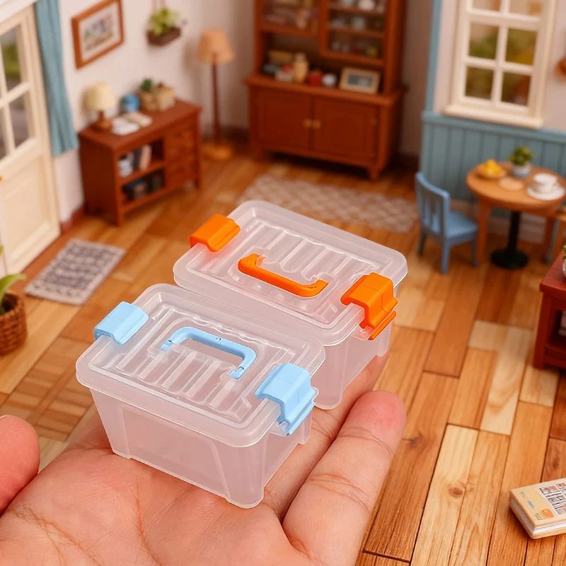 5/10 Pcs Dollhouse Mini Storage Box Clear Toolbox Model Dollhouse Home Decoration Dolls House Micro Scene Decor Props