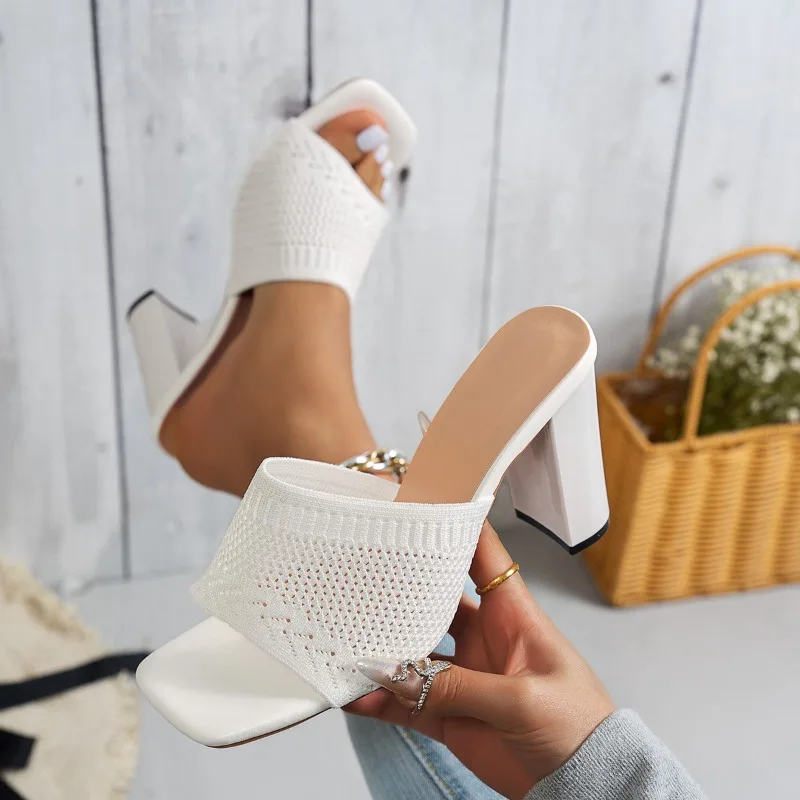Women Fish Mouth High Hells Sandals Summer Lightweight Increased Slippers Roman Fashion Female Breathable Mesh Pumps Size 35-43