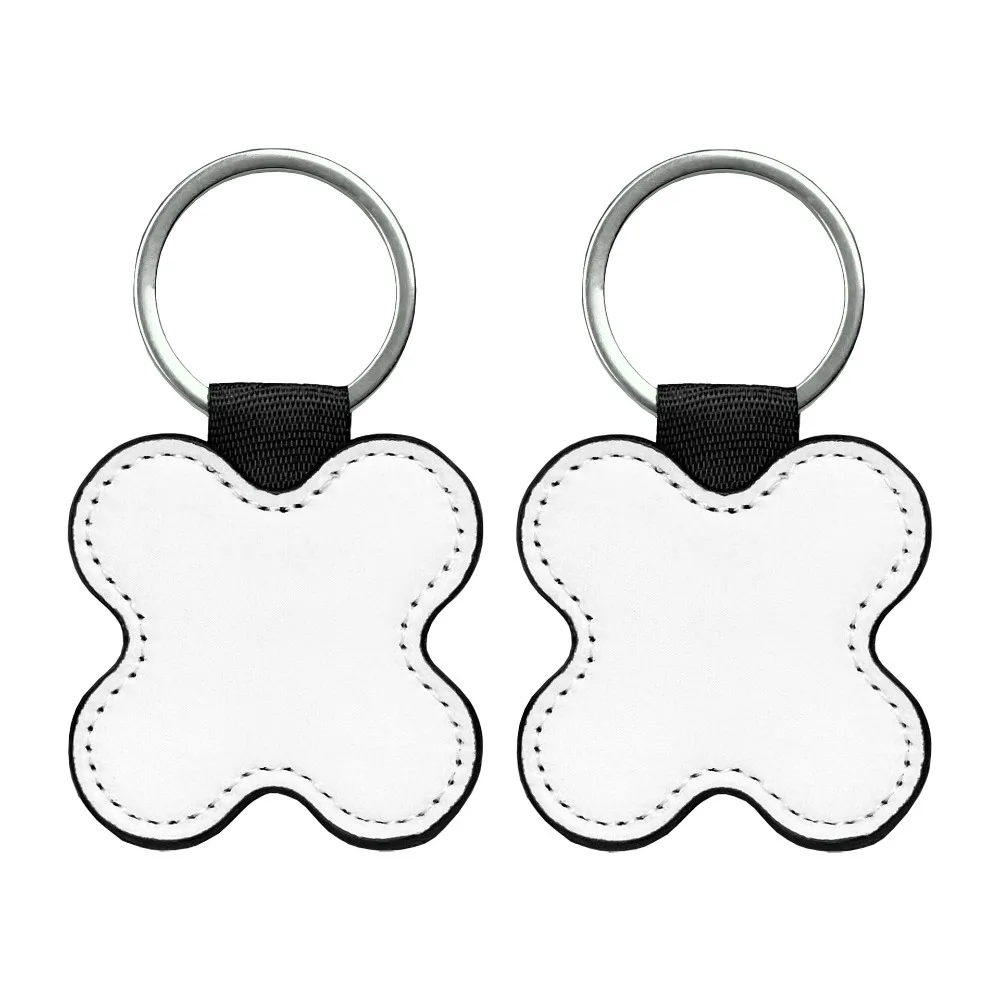 DIY Dye Sublimation Blanks Keychain Creative PU Leather Heat Transfer Keyring Heart Rectangle Double Sides Blank ID Tags Keyring