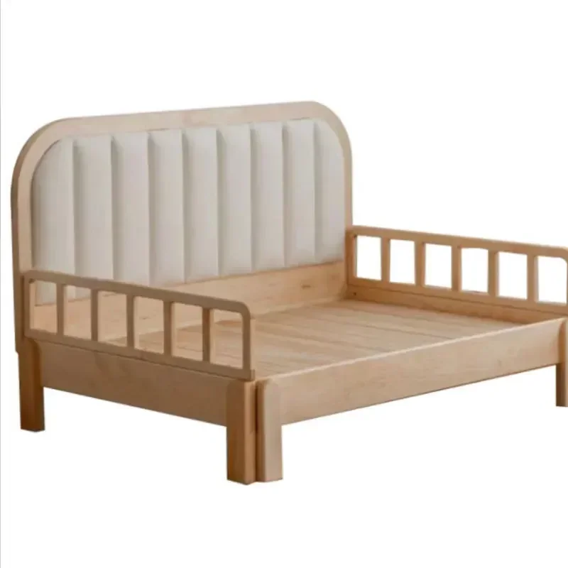 

All solid wood splicing widened with guardrail telescopic pull sofa side bed boys and girls hard maple black walnut