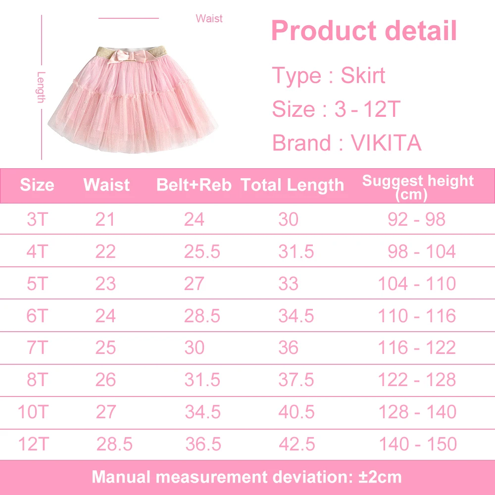 VIKITA Girls Pink Skirts with Bow Knot Kids Shiny Sequins Mini Skirts Girls Birthday Party Casual Daily Mesh Tulle Ballet Skirt