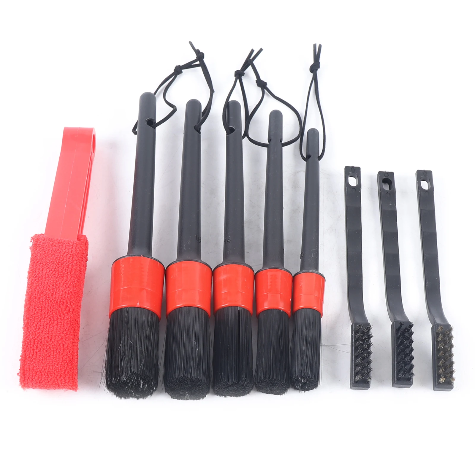 Car Detailing Kit with Natural Boar Hair Brushes, Ergonomic Handle, Various Sizes, Ideal for Cleaning Wheels, Seats, Engine Bay,