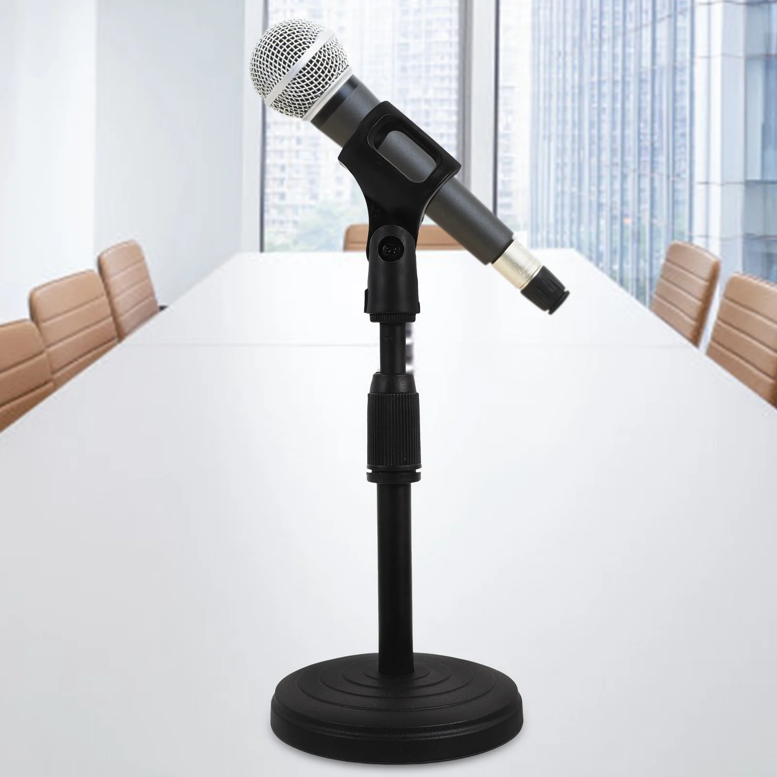 

Adjustable Desktop Microphone Mic Stand Desk Clip Support Conference Recording Speech Flexible Space-Saving Stable Multipurpose