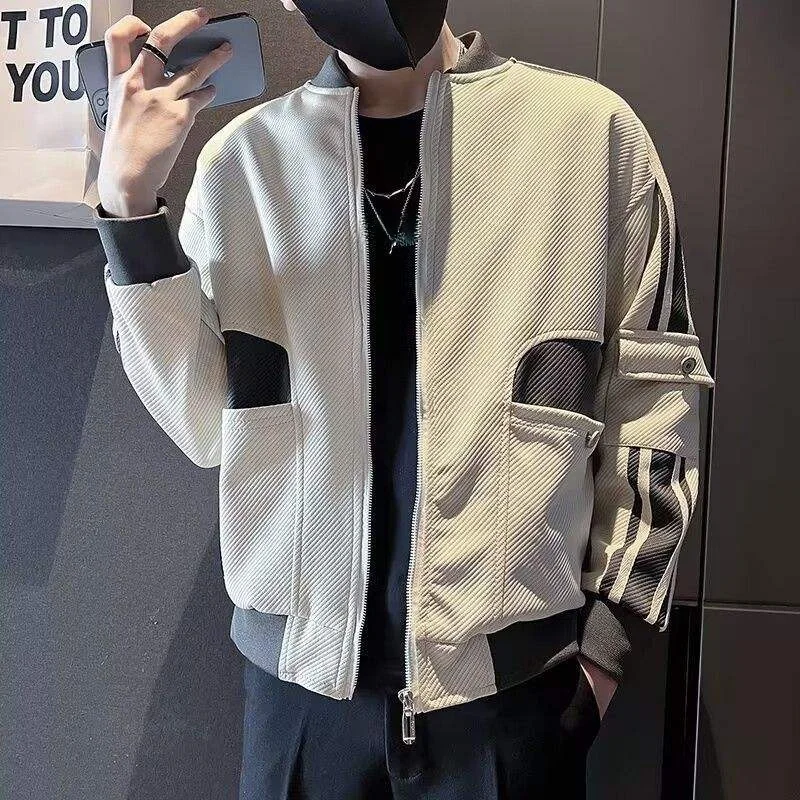 

Мужская повседневная куртка-пилот в клетку для осени и весны, бейсбольная куртка, рабочая одежда с множеством карманов, модная брендовая верхняя одежда