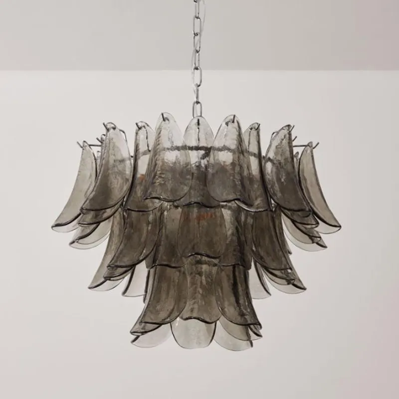 Gray Glass Artistic Shell Design Indoor Led Chandelier Lamps For Bedroom Living Dining Room Home Decor Lighting
