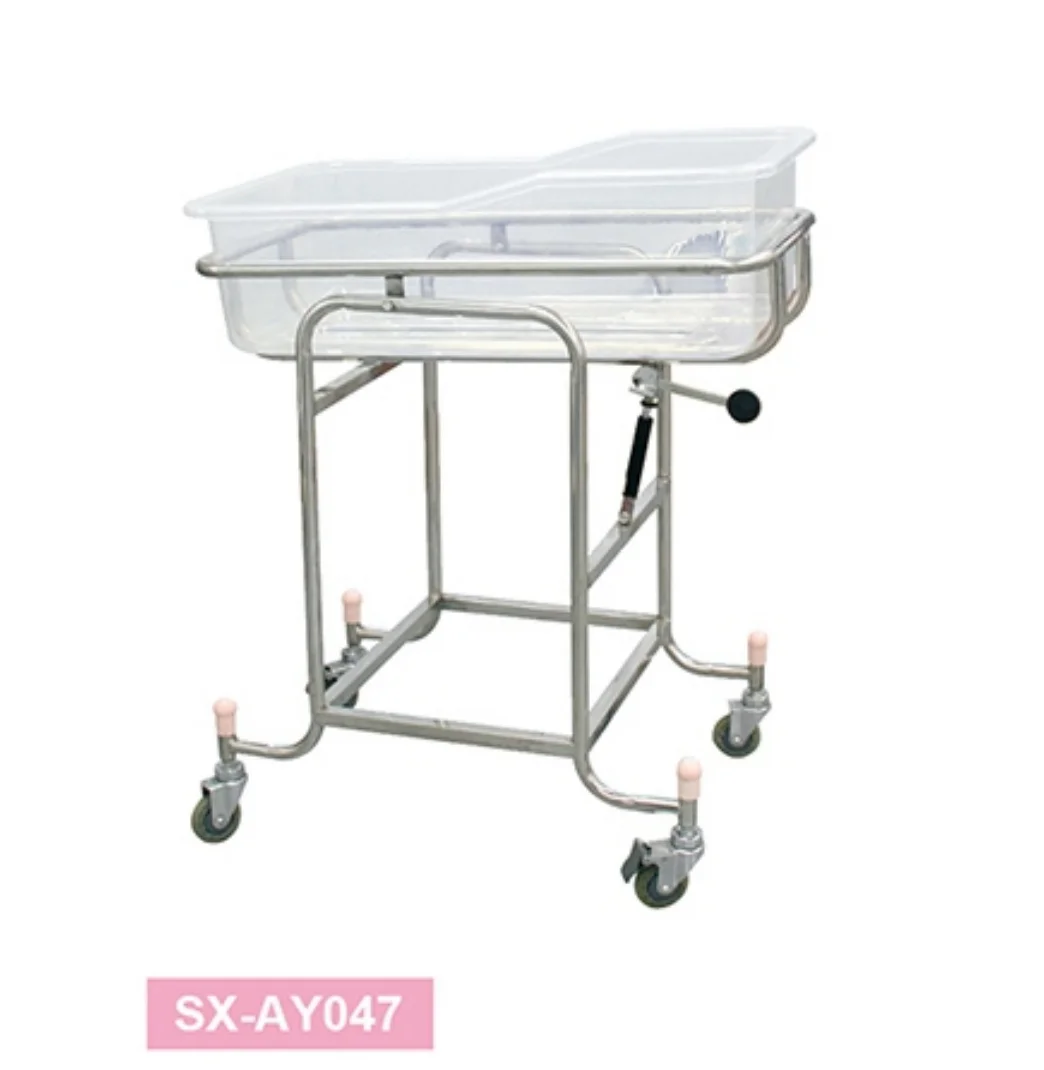 Medical Stainless Steel Crib ABS Stroller Movable Stroller Tilting Movable Crib Baby Bed