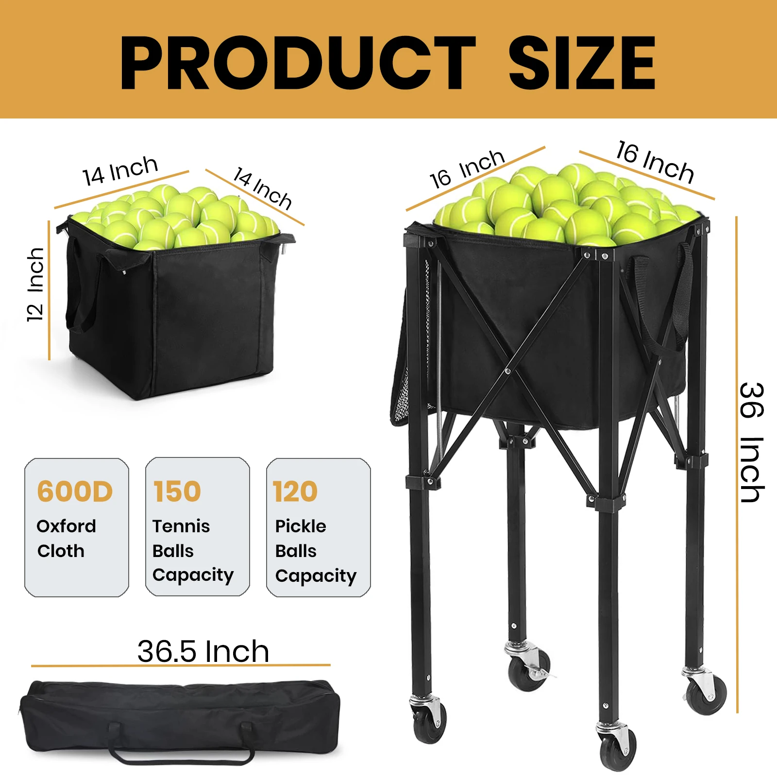 Customize Color and Logo Portable Basket Cart Foldable Tennis Cart with Wheels