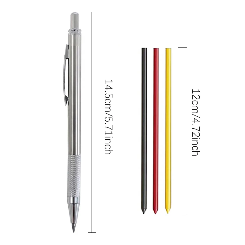 2,8 mm automatisches Bleistift-Set für massive Holzbearbeitung mit 2B-Markierungsstift mit mehrfarbigem Bleikern und tiefem Loch, Markierungsstift im architektonischen Design – Detail 1
