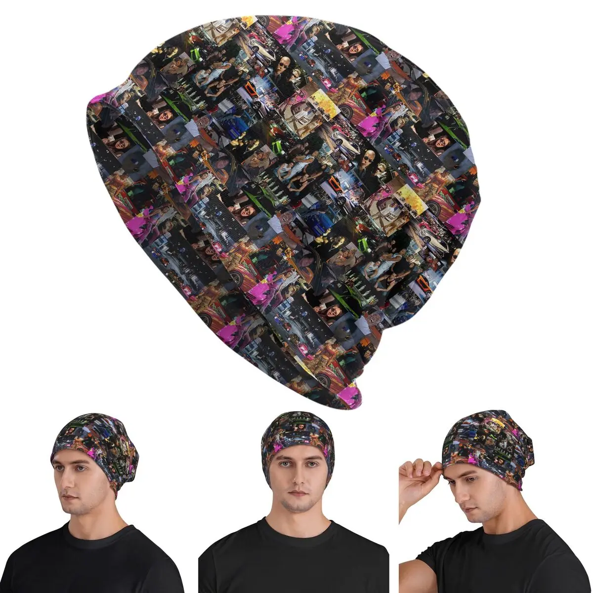 Fast And Furious Collage Warm Knitted Cap Fashion Bonnet Hat Autumn Winter Outdoor Beanies Hats for Men Women Adult