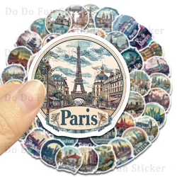50PCS National City Landmark Architecture Travel Commemorative Collection Stickers Waterproof PVC Personalized Gift Decoration