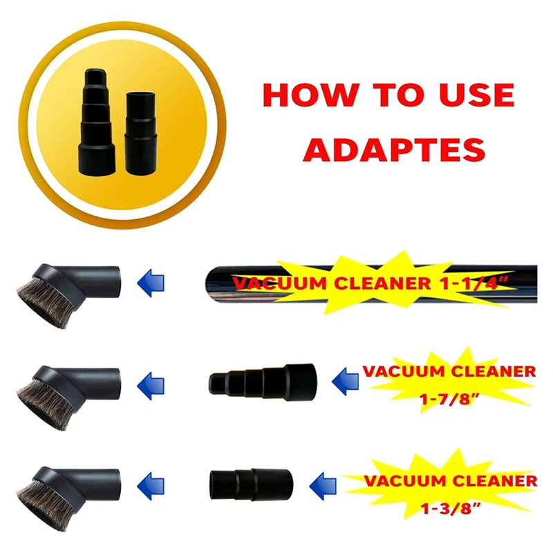 B58B-8-Pack Набор для бытовой пылесоса — подходит для насадок и аксессуаров диаметром 1–7/8 дюймов, 1-3/8 дюйма (35 мм), 1-1/4 дюйма (32 мм).