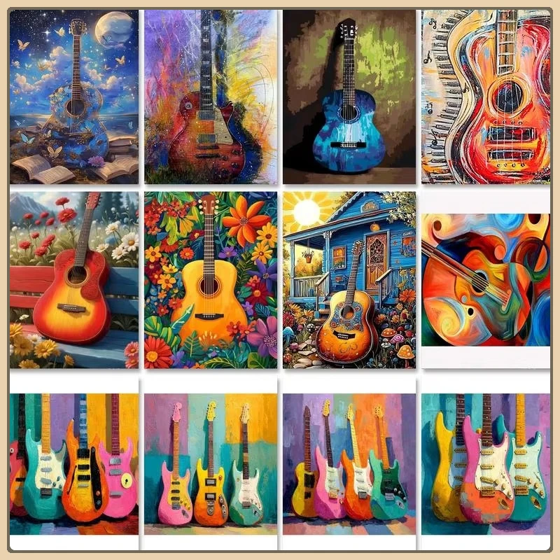 

Abstract Paint By Numbers Colorful Guitar For Adults Kids Picture Drawing Adults Crafts Diy Set Unique Gift Home Decor Frameless