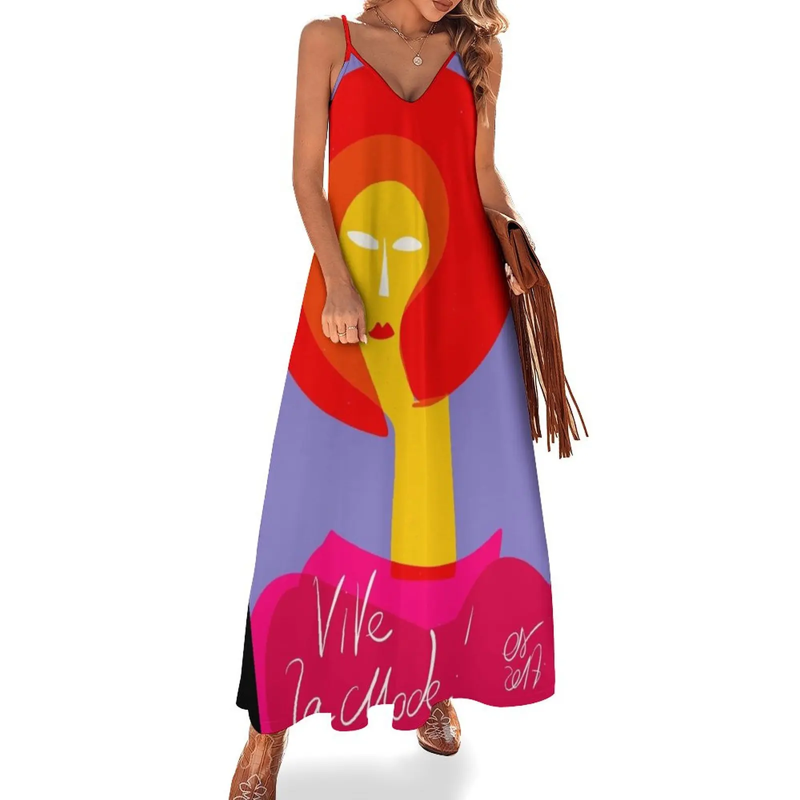 

Long Live Fashion Minimal Illustration French Art Fashion Sleeveless Dress beach dress women's fashion dresses Dress