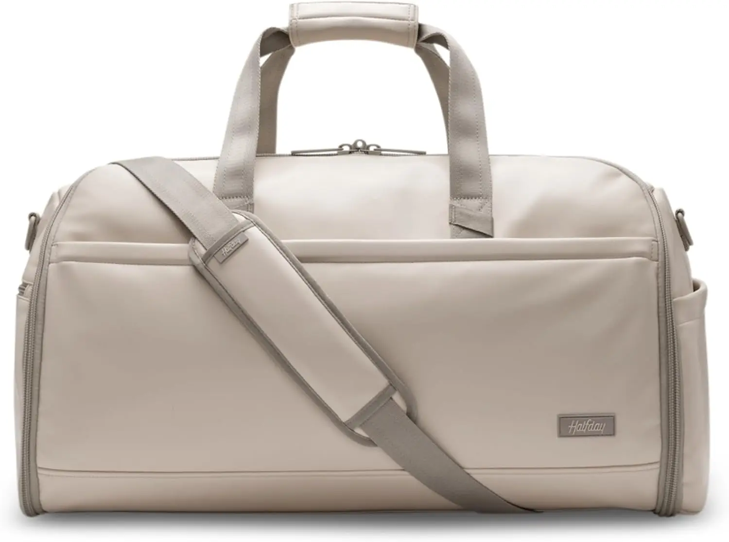 Halfday Convertible 2-in-1 Vegan Leather Premium Garment Duffel 45L, Ivory | Shoe and Stash Pockets, Laptop Sleeve, Protects Gar