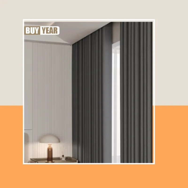 Curtains for Living Dining Room Bedroom Modern Simple Chenille Finished Curtain with Full Blackout and Affordable Sunshade