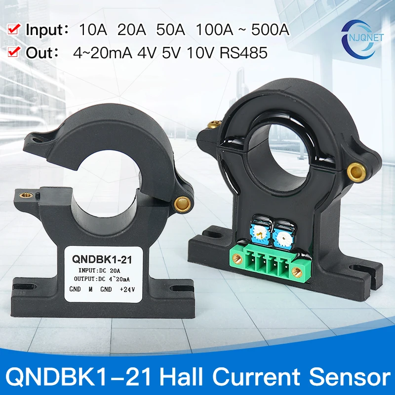 Split Current Sensor QNDBK1-21 AC 30A 50A 100A 200A 300A 400A / 4~20mA +24V DC Current Transmitter Hall Effect Current Sensor