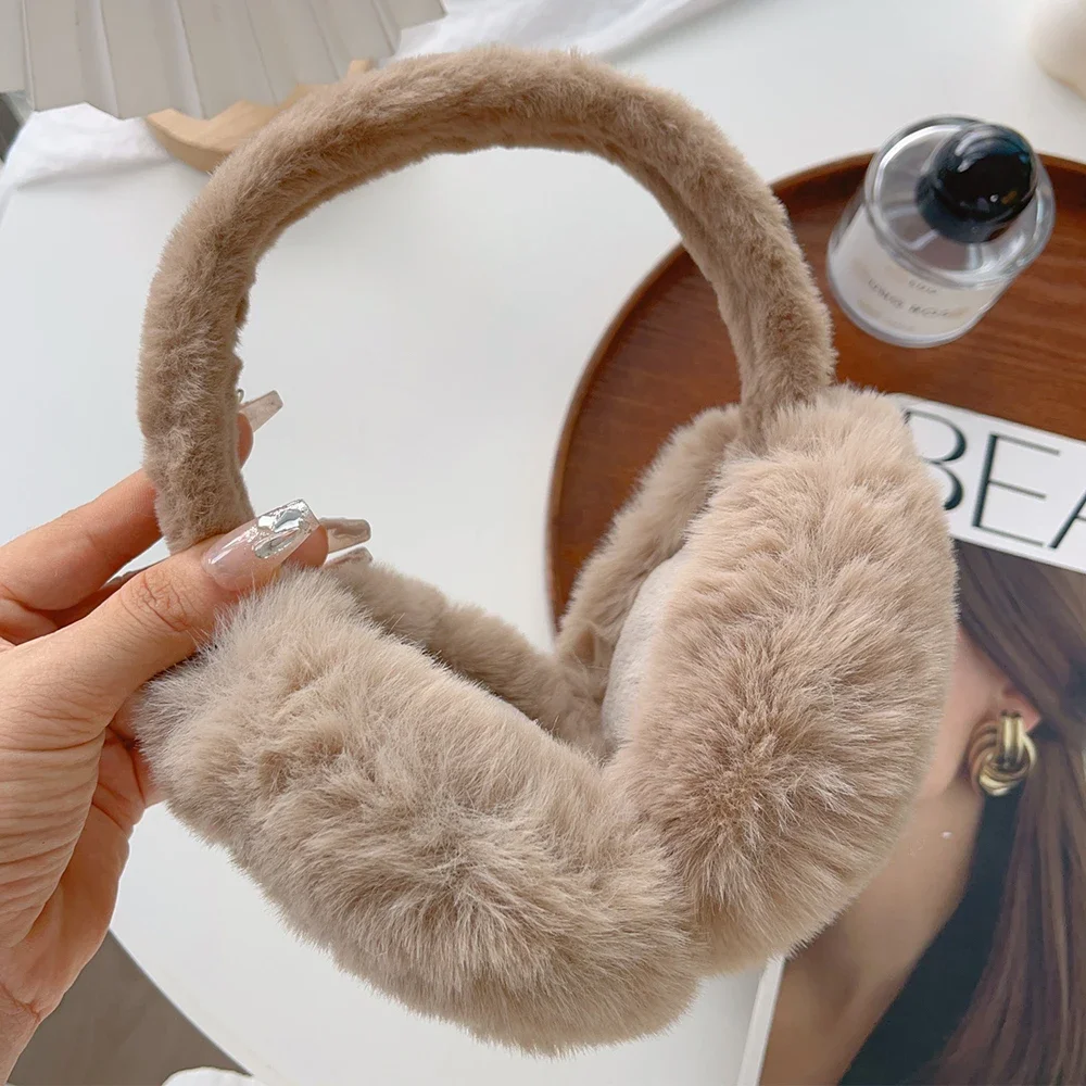 Solid Color Soft Plush Ear Warmer Winter Warm Earmuffs Fashion Ear Cover Outdoor Cold Protection Ear-Muffs Folding Earflap