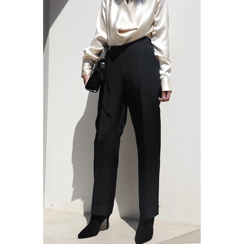 

FANNIU Classic Early Autumn Commuter Series Bla High Waist Wide Leg Pants ing Pants 30 Strong Inclusivi OL Sle