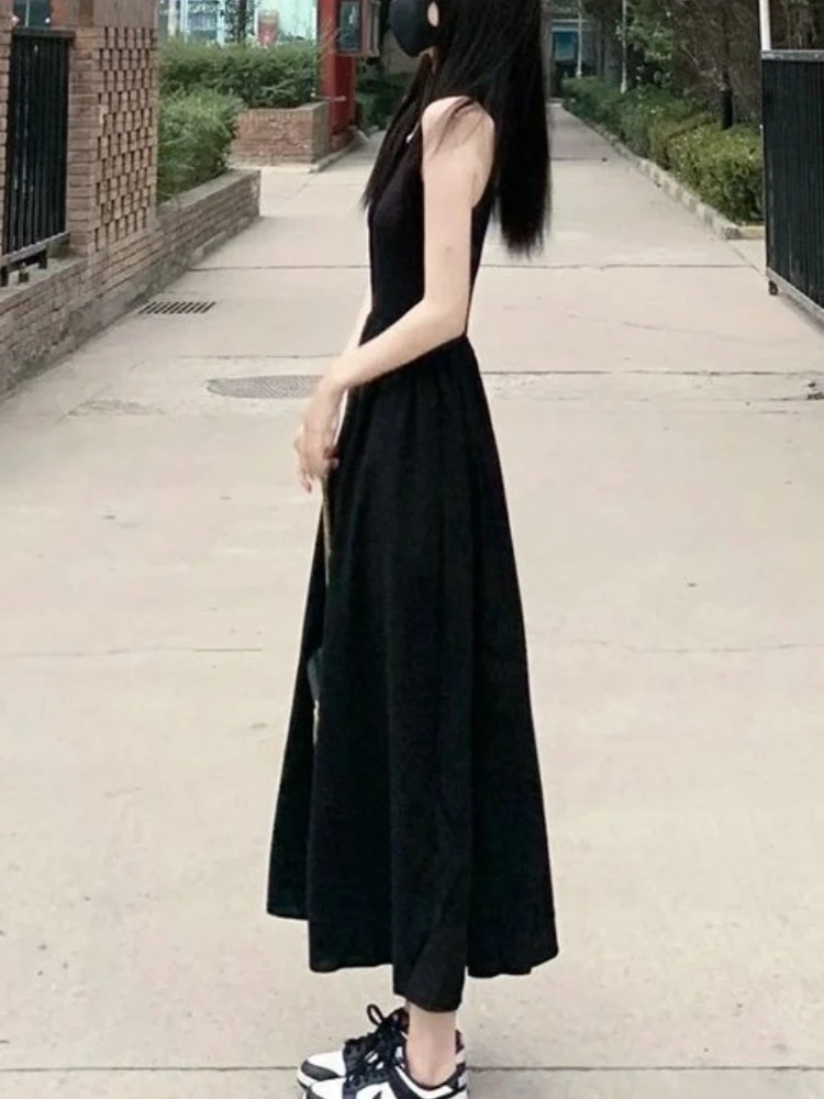 Sukienka Damska Retro Francuski Styl Casual Midi Streetwear Jednolita Stylowa Elegancka Sukienka na Imprezę Elegancka Linia A Podstawowa Uniwersalna