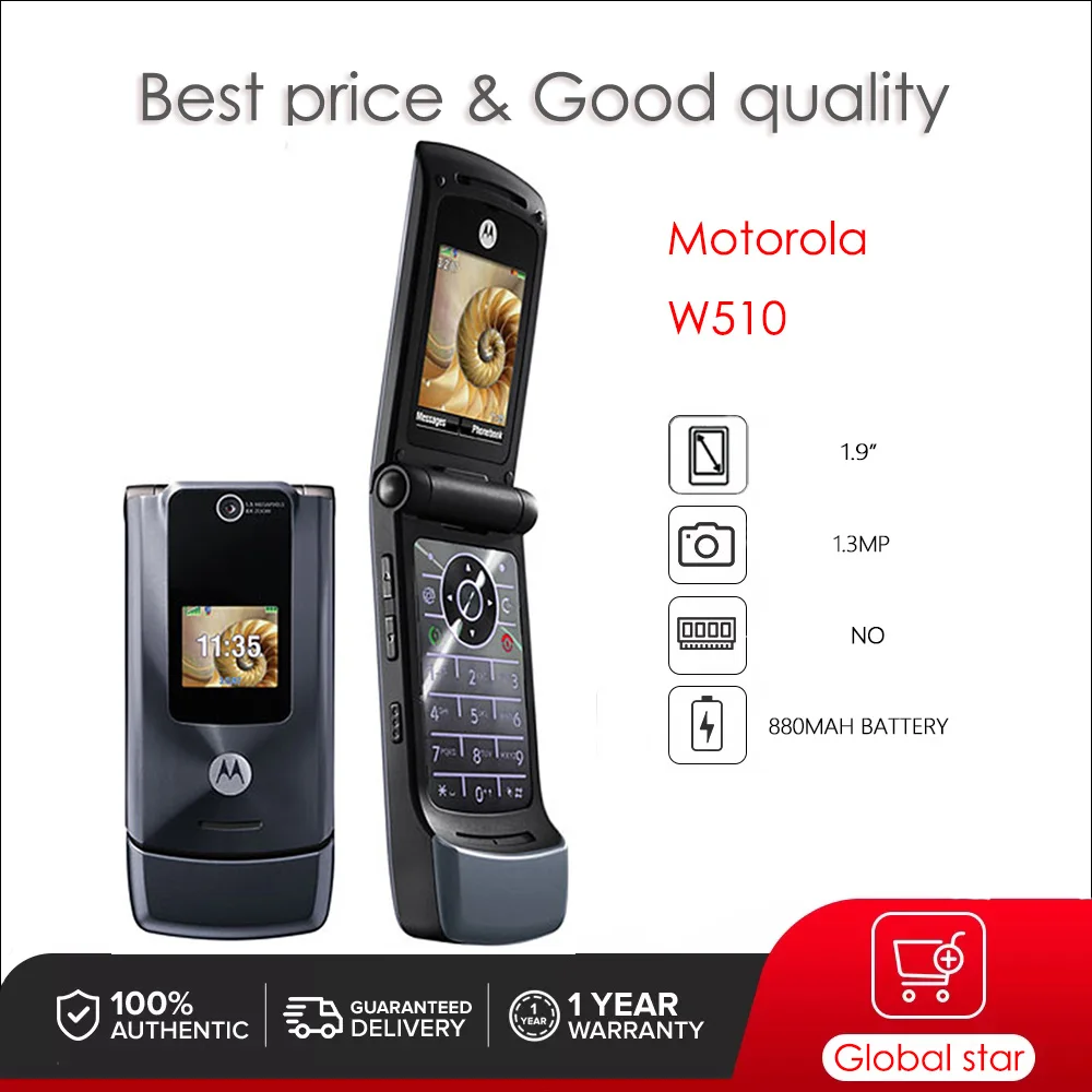 Unlocked Original Motorola W510 Refurbished Mobile Phone GSM 850 / 900 / 1800 / 1900 Good Quality With 1 Year Warranty