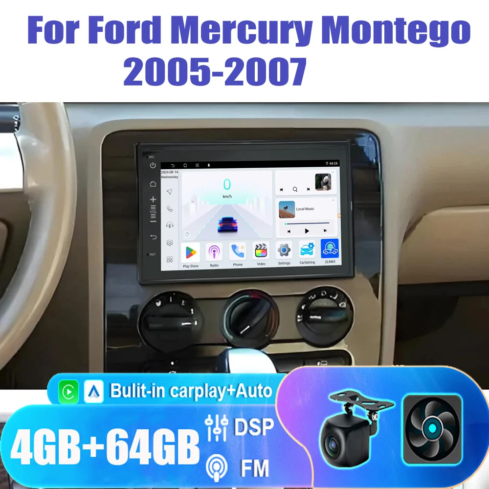 

7" 4+64GB Car Stereo Radio For Ford Mercury Montego 2005-2007 Wireless CarPlay Apple Android Auto BT GPS Navi