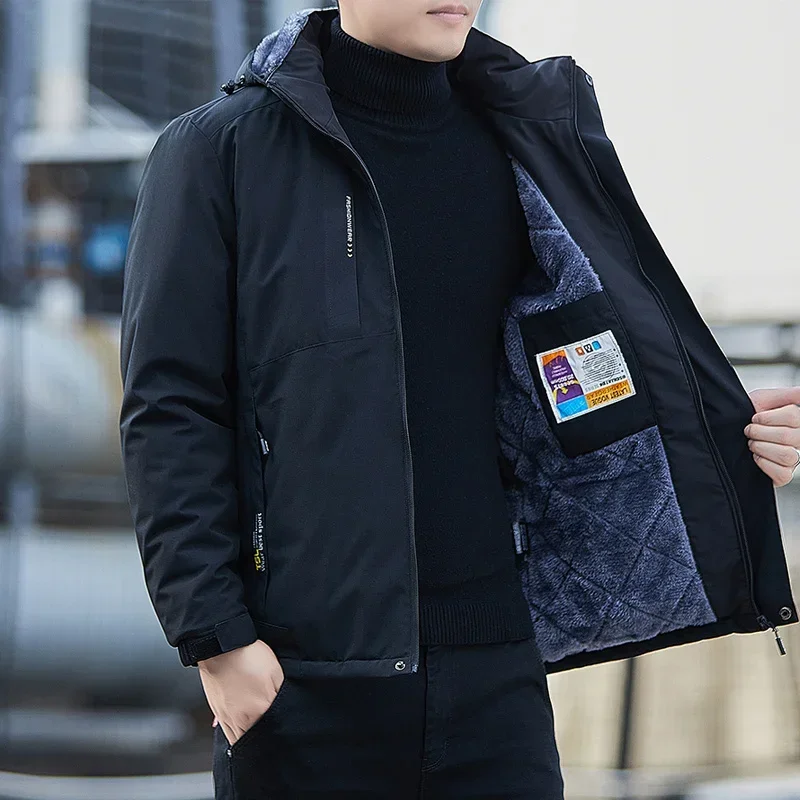 

2025 Men's Autumn Winter Jacket Plush Waterproof Male Spring Cotton Male Casual Windproof Jackets Hombre Coat Men Windbreak