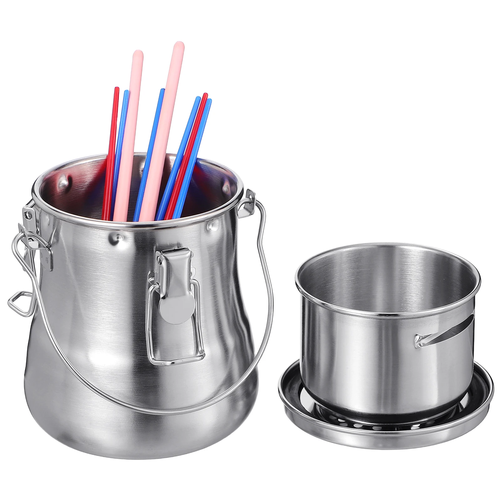 

Oil Painting Brush Washing Bucket Durable Stainless Steel Portable Cover Art Class Outdoor Travel Picnic Fishing Watercolor