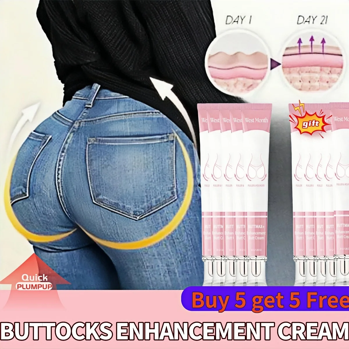 Sexy Hip Buttock Enlargement Hip Firm Essential Oil Cream Effective Hip Lift Up Butt Beauty Female Hips Tightening Massage Cream