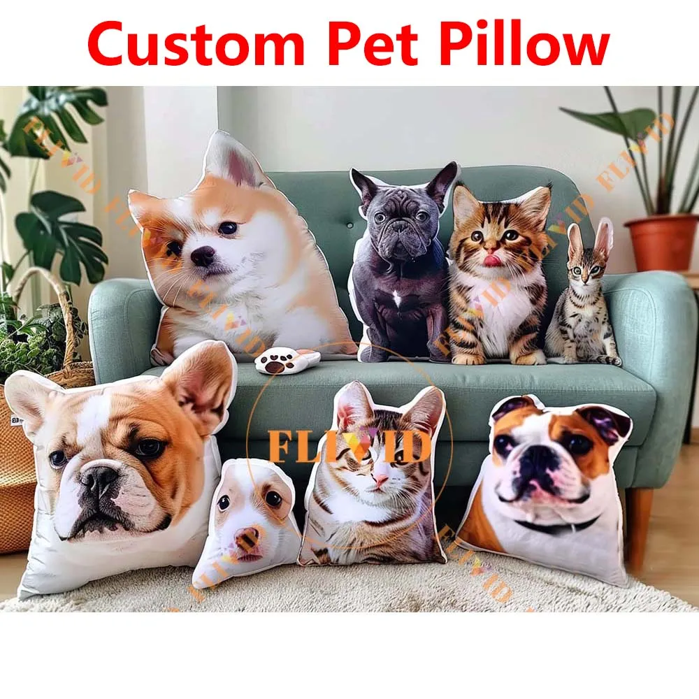 Custom Pet Animal Pillow,Customized 3D Dog Cat Throw Pillows,Personalized Animals Cushion,Birthday Gift,Pet Loss Memorial Gift