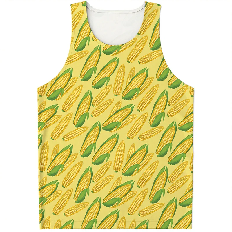 Fashion Corn Cob Graphic Tank Top For Men Women 3d Print Crops Plants Tee Shirts Kids Summer Streetwear Tops Oversized Vest