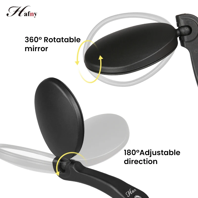 Hafny Original Bicycle Handlebar End Mirrors Rotatable Road Bike Rear View Mirror MTB Cycling Steel Lens Blind Spot Safe Mirror