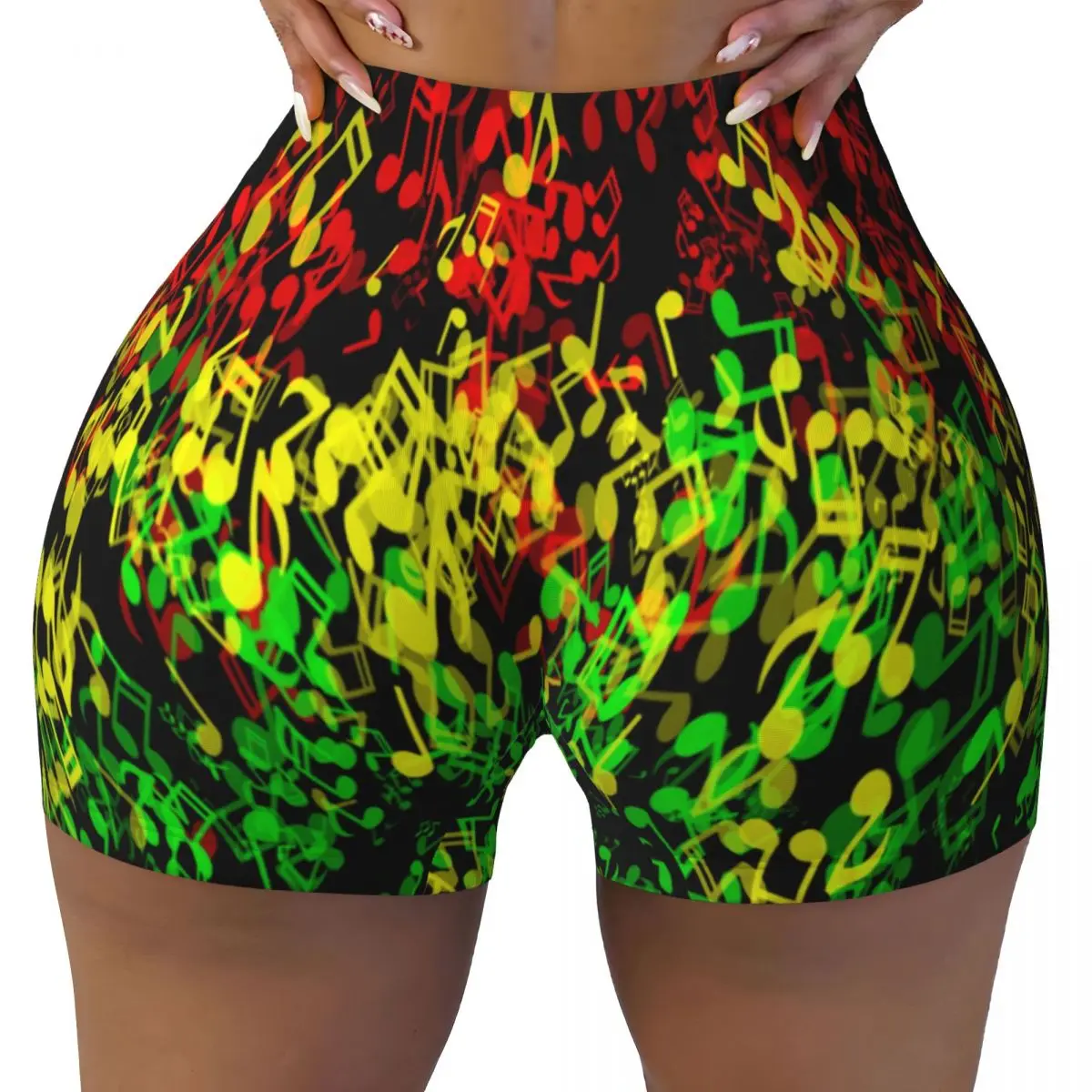 Sexy tight hip sports shorts Rasta Reggae Music fitness women's comfortable yoga shorts