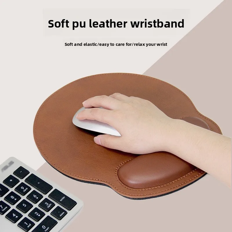 

High-End PU Leather Soft Overlock Wrist Mouse Pad Gaming Keyboard Wristrest Computer Wrist Pad Stock Gaming Mouse Pad