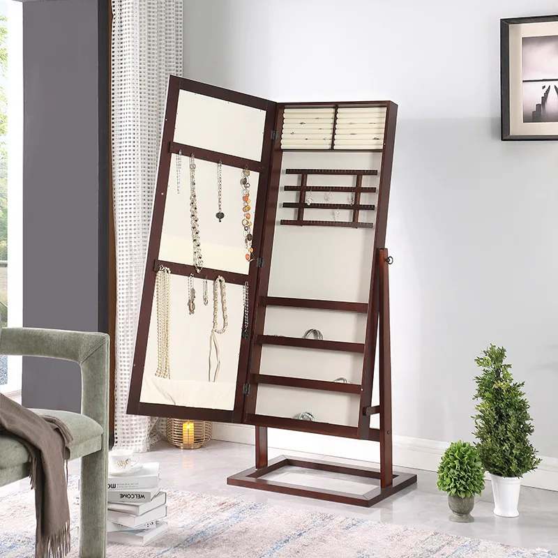Ruizhen Home Furnishing Full Body Mirror Floor Mirror, Movable Makeup Mirror Cabinet, Jewelry Cabinet Storage Cabinet