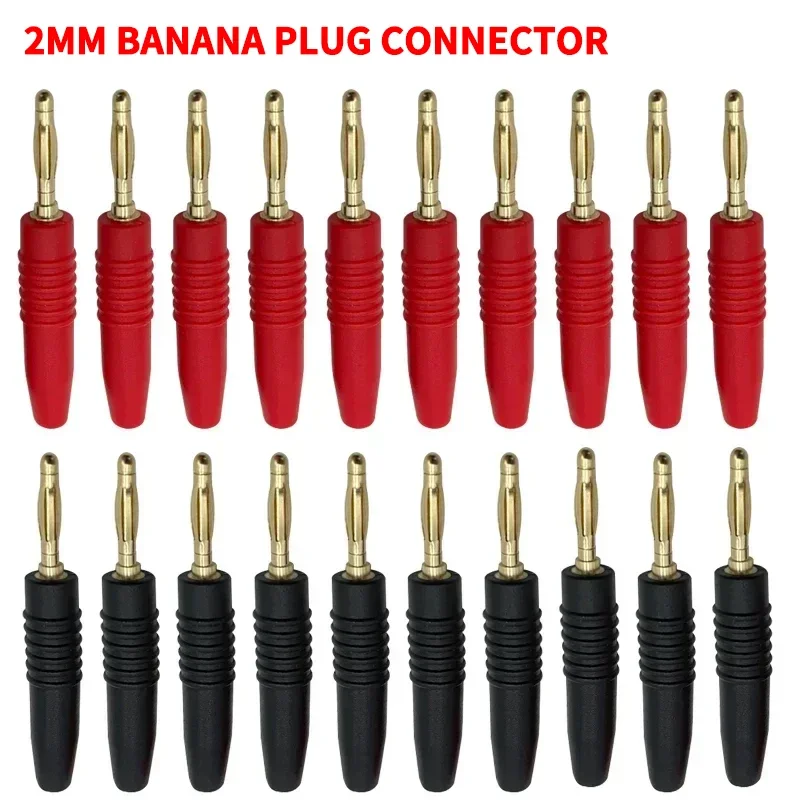 

20Pcs 2mm Banana Plug Connector Banana Male Plugs Audio Speaker Wire Cable Connectors Red Black