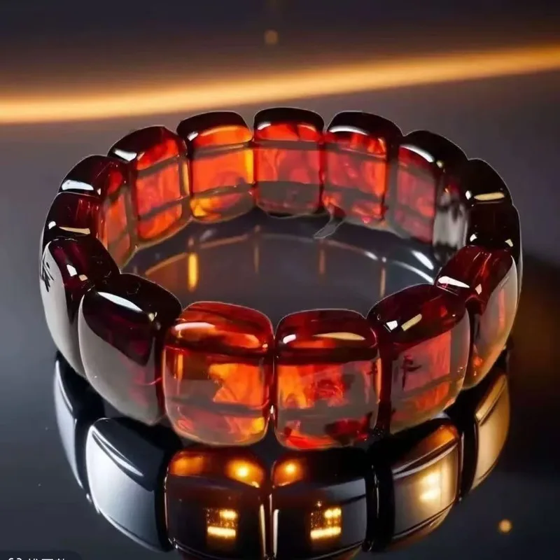 Second-generation Blood Medicine Amber Blood Si Amber Single Ring Bracelet, Amber and Amber Wax Buddhist Bead Bracelet
