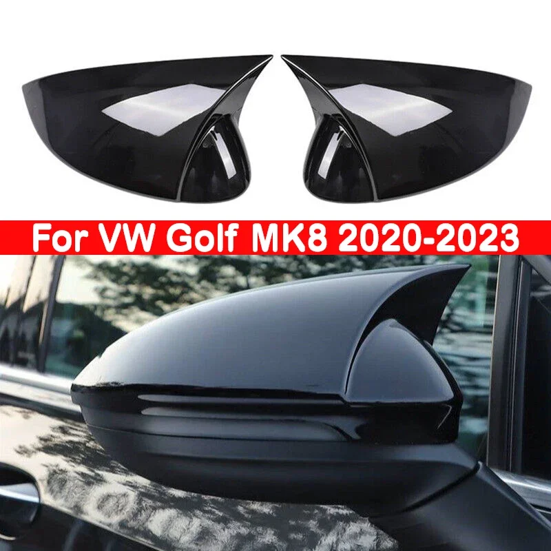 

For VW Golf MK8 2020-2023 Car Rearview Side Mirror Cover Sticker Wing Cap Exterior Door Rear View Case Trim Carbon Fiber Look