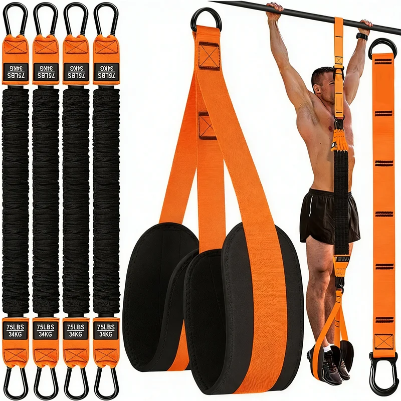 Heavy-Duty 300-Pound Pull-Up Resistance Band, Used for Strength Training, Pull-Up Assistance Band, Non-Slip High-Elastic Adjustable Weight/Size Fitness Exercise Resistance Rope, Fabric Foot Pads/Knee Pads, High-Quality Heavy-Duty Resistance Band for Triceps Training, Adjustable Weight/Size, with Fabric Foot/Knee Support