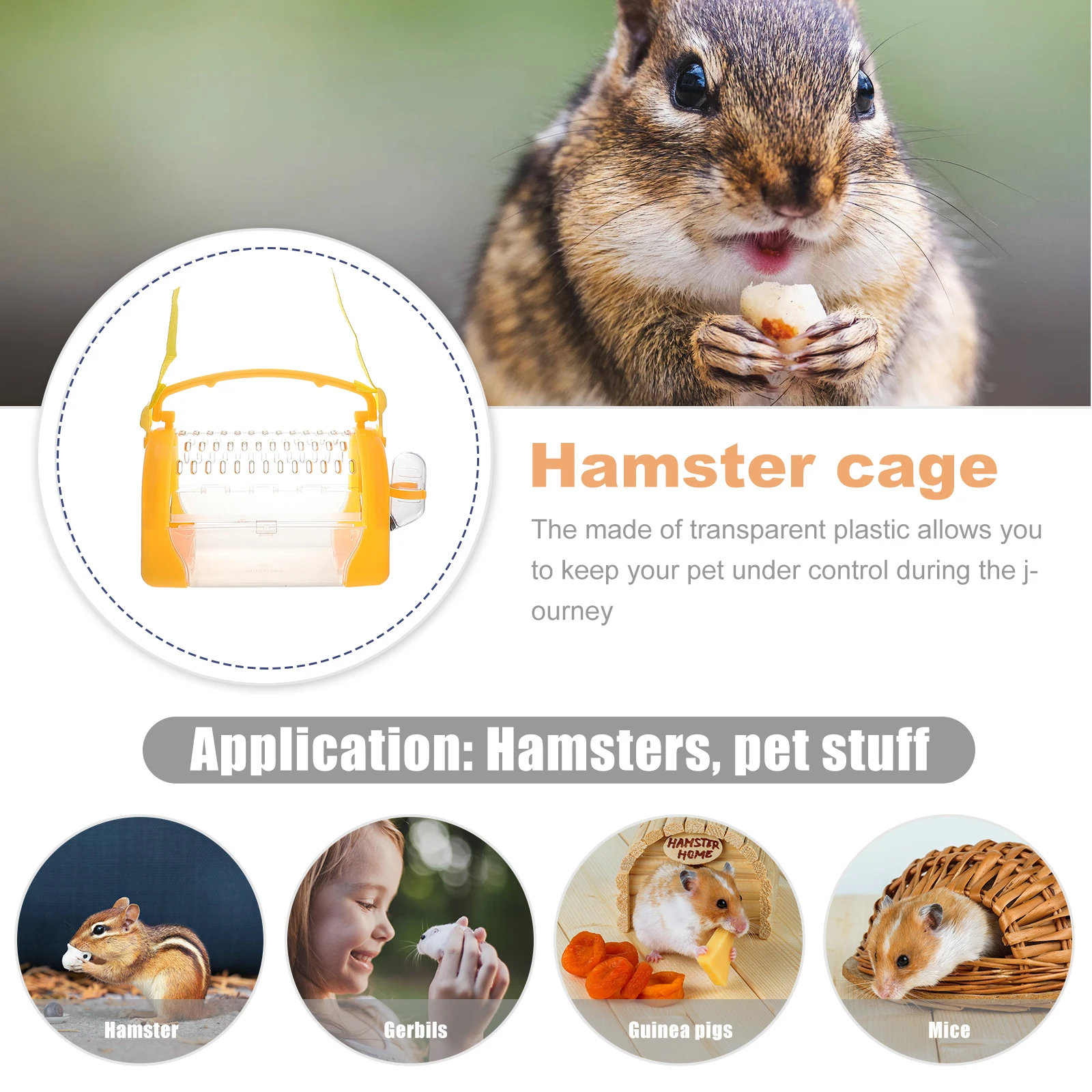 

Portable Pets Cage Hamster Cage High Enough Hand Shoulder Strap Ventilation Window Pet Safety Small Pets House Toy