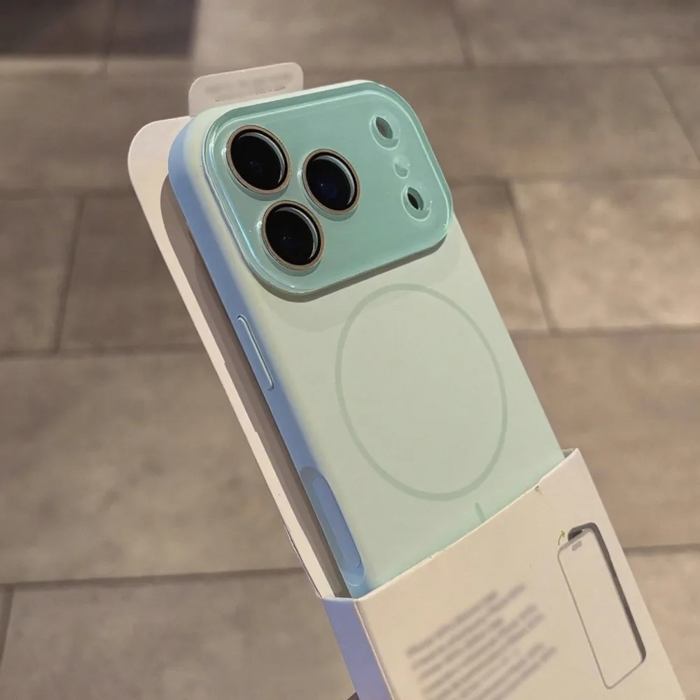 الفاخرة المغناطيسي السائل سيليكون جراب هاتف آيفون 17 16 15 14 13 برو ماكس 17Pro ل Magsafe الزجاج عدسة الكاميرا حامي غطاء #3