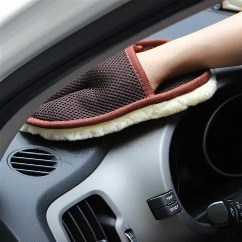 1PC Car Round Waxing Polish Wash Mitt Auto Wool Washing Gloves Cleaning Tool Car Wash Soft Pads Car Detailing Clean Tool