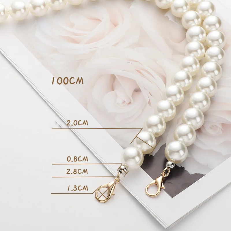 Bag Chain Multiple Sizes Single Shoulder Crossbody Handbag Chain Bag Chain Pearl Chain Lobster Buckle Chain Diy Pearl